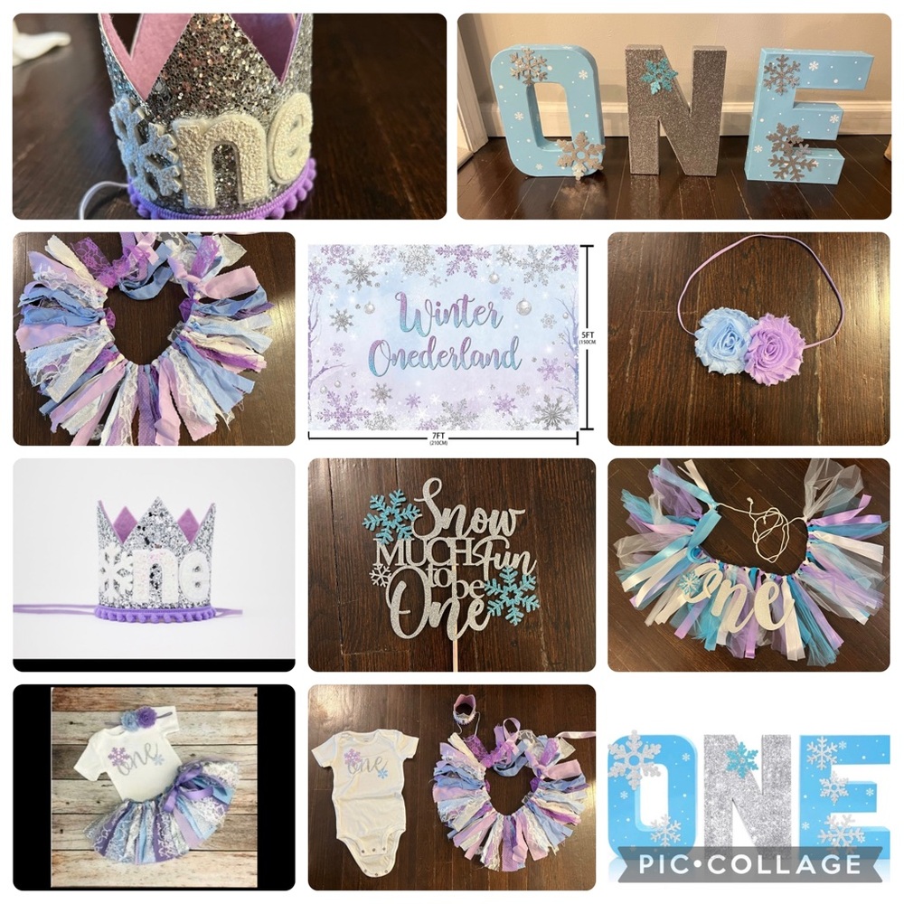 Winter onederland, accessories, backdrop and outfit for 1st Birthday